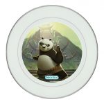 طبق زينة للطعام باطار داخلي فضي بتصميم بو كونغ فو باندا