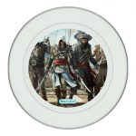 طبق زينة للطعام باطار داخلي فضي بتصميم حرب بحريه أساسنز كريد