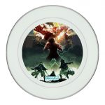 طبق زينة للطعام باطار داخلي فضي بتصميم حرب عملاقان هجوم العمالقة