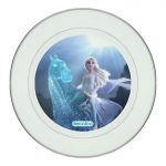 طبق زينة للطعام باطار داخلي فضي بتصميم حصان إلسا الثلجي ملكة الثلج