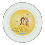 طبق زينة للطعام باطار داخلي فضي بتصميم حصان الاميرة بيلا