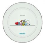 طبق زينة للطعام باطار داخلي فضي بتصميم خط السعادة شخصيات BT21