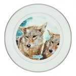 طبق زينة للطعام باطار داخلي فضي بتصميم ذئب