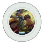 طبق زينة للطعام باطار داخلي فضي بتصميم ذكريات الطفولة ون بيس