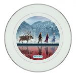 طبق زينة للطعام باطار داخلي فضي بتصميم رحله الاصدقاء