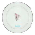 طبق زينة للطعام باطار داخلي فضي بتصميم رسمه ورده