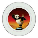 طبق زينة للطعام باطار داخلي فضي بتصميم ركله كونغ فو باندا