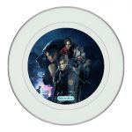 طبق زينة للطعام باطار داخلي فضي بتصميم ريزدنت ايفل 2 جميع الشخصيات