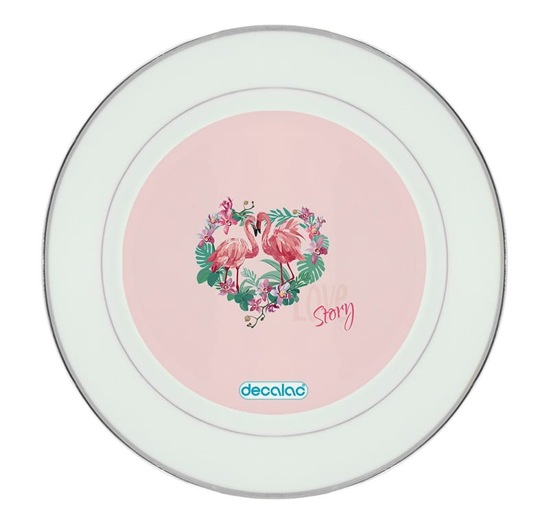 طبق زينة للطعام باطار داخلي فضي بتصميم زوجين الحب فلامنغو طبق زينة للطعام باطار داخلي فضي بتصميم زوجين الحب فلامنغو