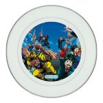 طبق زينة للطعام باطار داخلي فضي بتصميم سباق أكاديميتي للأبطال