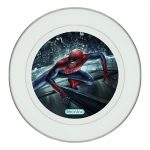 طبق زينة للطعام باطار داخلي فضي بتصميم  سبايدر مان اعلى نيويورك