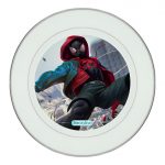 طبق زينة للطعام باطار داخلي فضي بتصميم  سبايدر مان الصغير
