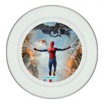 طبق زينة للطعام باطار داخلي فضي بتصميم سبايدر مان ايرون مان