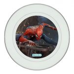 طبق زينة للطعام باطار داخلي فضي بتصميم سبايدرمان هوم كامينج