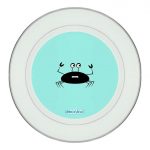 طبق زينة للطعام باطار داخلي فضي بتصميم سلطعون خائف