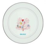 طبق زينة للطعام باطار داخلي فضي بتصميم شجرة الكرز شخصيات BT21