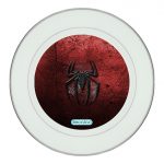 طبق زينة للطعام باطار داخلي فضي بتصميم شعار سبايدرمان