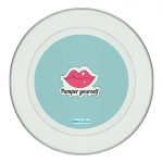 طبق زينة للطعام باطار داخلي فضي بتصميم شفاه جذابه