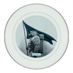 طبق زينة للطعام باطار داخلي فضي بتصميم شياطين هومو ديث ستراندنغ