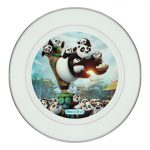 طبق زينة للطعام باطار داخلي فضي بتصميم عائلة كونغ فو باندا