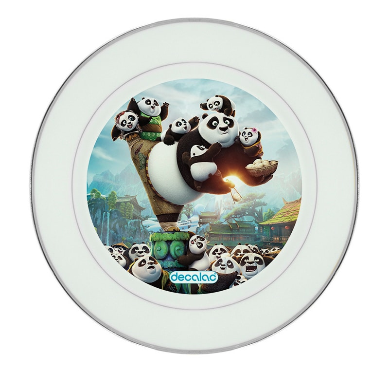 طبق زينة للطعام باطار داخلي فضي بتصميم عائلة كونغ فو باندا طبق زينة للطعام باطار داخلي فضي بتصميم عائلة كونغ فو باندا