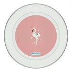 طبق زينة للطعام باطار داخلي فضي بتصميم فلامنجو بتاج