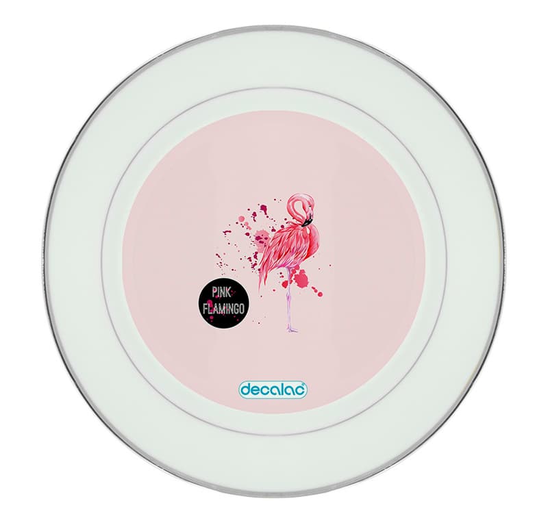 طبق زينة للطعام باطار داخلي فضي بتصميم فلامنجو وردي طبق زينة للطعام باطار داخلي فضي بتصميم فلامنجو وردي