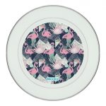 طبق زينة للطعام باطار داخلي فضي بتصميم فلامنغو