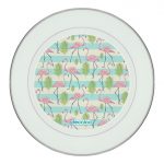 طبق زينة للطعام باطار داخلي فضي بتصميم فلامنغو الاستوائية