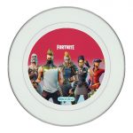 طبق زينة للطعام باطار داخلي فضي بتصميم فورت نايت باتل رويال