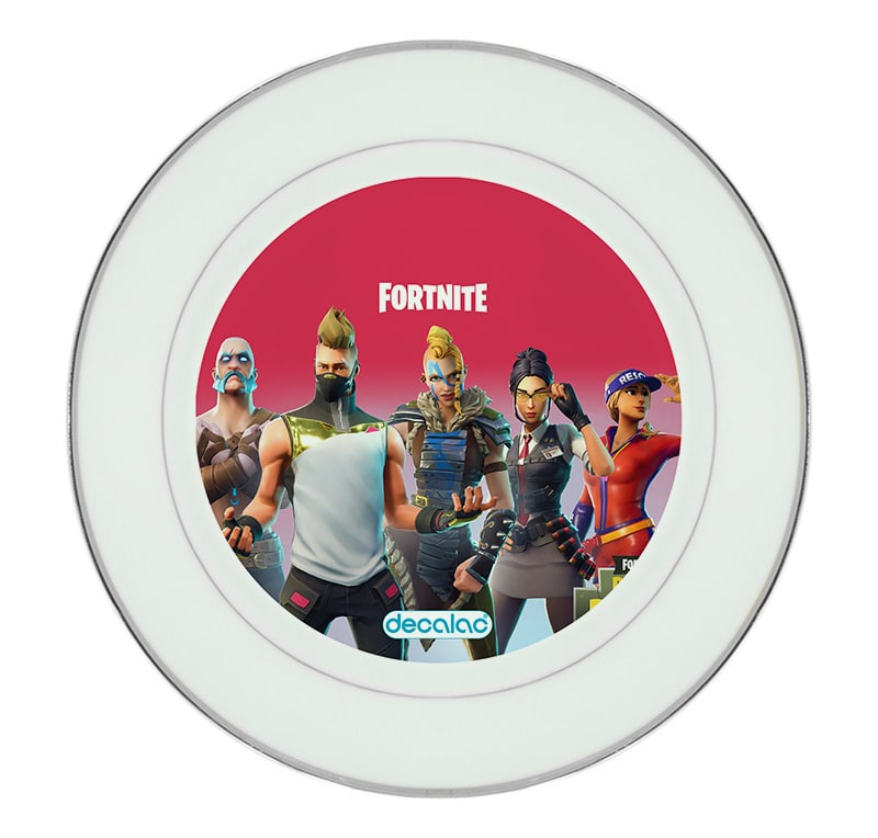 طبق زينة للطعام باطار داخلي فضي بتصميم فورت نايت باتل رويال طبق زينة للطعام باطار داخلي فضي بتصميم فورت نايت باتل رويال