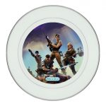 طبق زينة للطعام باطار داخلي فضي بتصميم قتال الزومبي فورت نايت