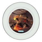 طبق زينة للطعام باطار داخلي فضي بتصميم قتال اللحيه البيضاء ون بيس