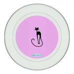 طبق زينة للطعام باطار داخلي فضي بتصميم قطه انيقه