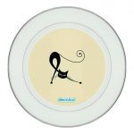 طبق زينة للطعام باطار داخلي فضي بتصميم قطه كرتونيه