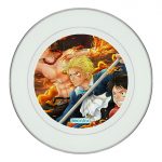 طبق زينة للطعام باطار داخلي فضي بتصميم قوة الثلاثة أشقاء ون بيس