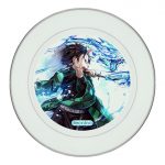 طبق زينة للطعام باطار داخلي فضي بتصميم قوة تنفس الماء قاتل الشياطين