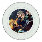 طبق زينة للطعام باطار داخلي فضي بتصميم قوة شخصيات قاتل الشياطين