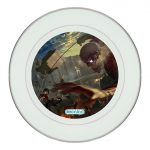 طبق زينة للطعام باطار داخلي فضي بتصميم قوة ميكاسا انمي هجوم العمالقة