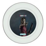 طبق زينة للطعام باطار داخلي فضي بتصميم كلير رزدنت إيفل 2