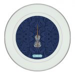 طبق زينة للطعام باطار داخلي فضي بتصميم كمان مزخرف