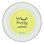 طبق زينة للطعام باطار داخلي فضي بتصميم كن سعيد