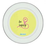 طبق زينة للطعام باطار داخلي فضي بتصميم كن سعيد