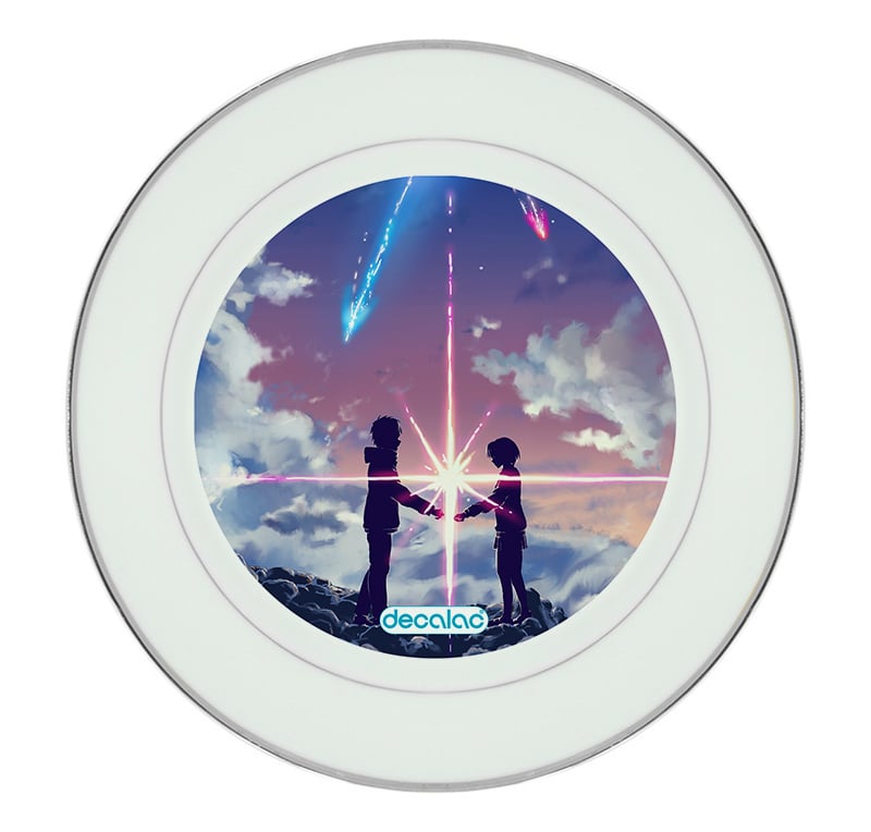 طبق زينة للطعام باطار داخلي فضي بتصميم لحظه اللقاء انمي أسمك طبق زينة للطعام باطار داخلي فضي بتصميم لحظه اللقاء انمي أسمك