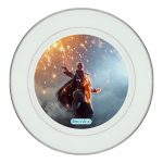 طبق زينة للطعام باطار داخلي فضي بتصميم لعبة باتلفيلد