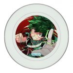 طبق زينة للطعام باطار داخلي فضي بتصميم لكمه ميدوريا أكاديميتي للأبطال