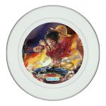 طبق زينة للطعام باطار داخلي فضي بتصميم لوفي سابو إيس ون بيس