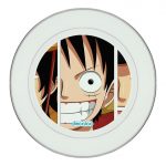 طبق زينة للطعام باطار داخلي فضي بتصميم لوفي وشقيقاه ون بيس