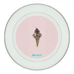 طبق زينة للطعام باطار داخلي فضي بتصميم مثلجات الجماجم