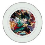 طبق زينة للطعام باطار داخلي فضي بتصميم معركه في أكاديميتي للأبطال